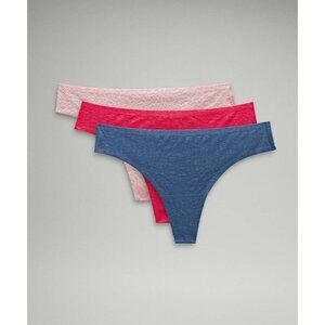 NWT Lululemon InvisiWear Mid-Rise Thong Lace Underwear (3 Pk) XXL Pink/Red/Blue